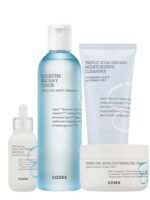 Cosrx Hydrium Complete Hydration Set 4 - Hydrium Triple Hyaluronic Moisturizing Cleanser - Hydrium Watery Toner - Hydrium Centella Aqua Soothing Ampoule - Hydrium Green Tea Aqua Soothing Gel Cream