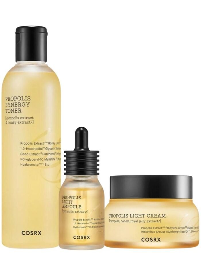 Cosrx Ultimate Propolis Radiance Trio - Full Fit Propolis Synergy Toner, Ampoule, and Light Cream Set