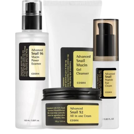 Cosrx Complete Snail Skincare Pack -Advanced Snail 96 Mucin Power Essence, 92 All-in-One Cream, Peptide Eye Cream, and Mucin Gel Cleanser