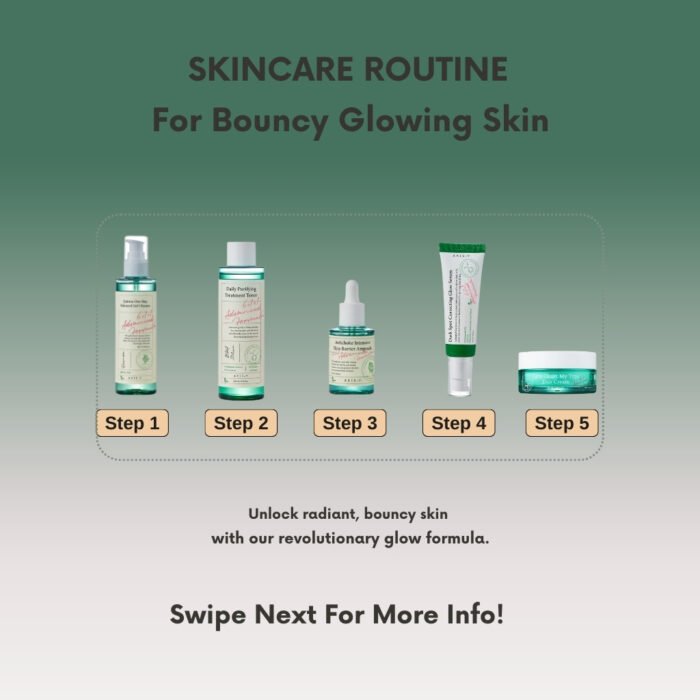 AXIS-Y Tranquility Set for Radiant Skin - Purifying Cleansing Gel, Balancing Toner, Barrier Repair Ampoule, Brightening Glow Serum, and Hydrating Duo Cream