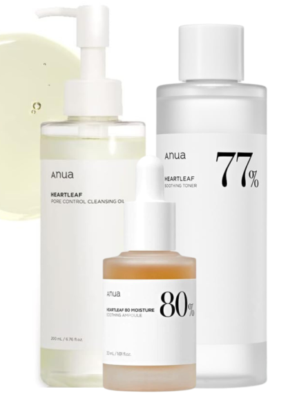 Anua Set - Pore Control Cleansing Oil - 80% Calming Ampoule and 77% Calming Toner | pH 5.5